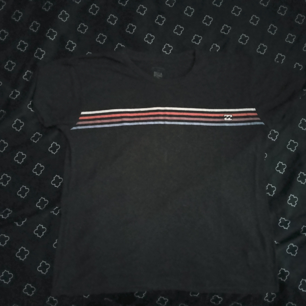 Black T-Shirt with Striped Design